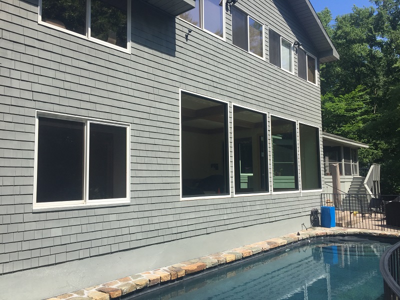 Overlooking the pool