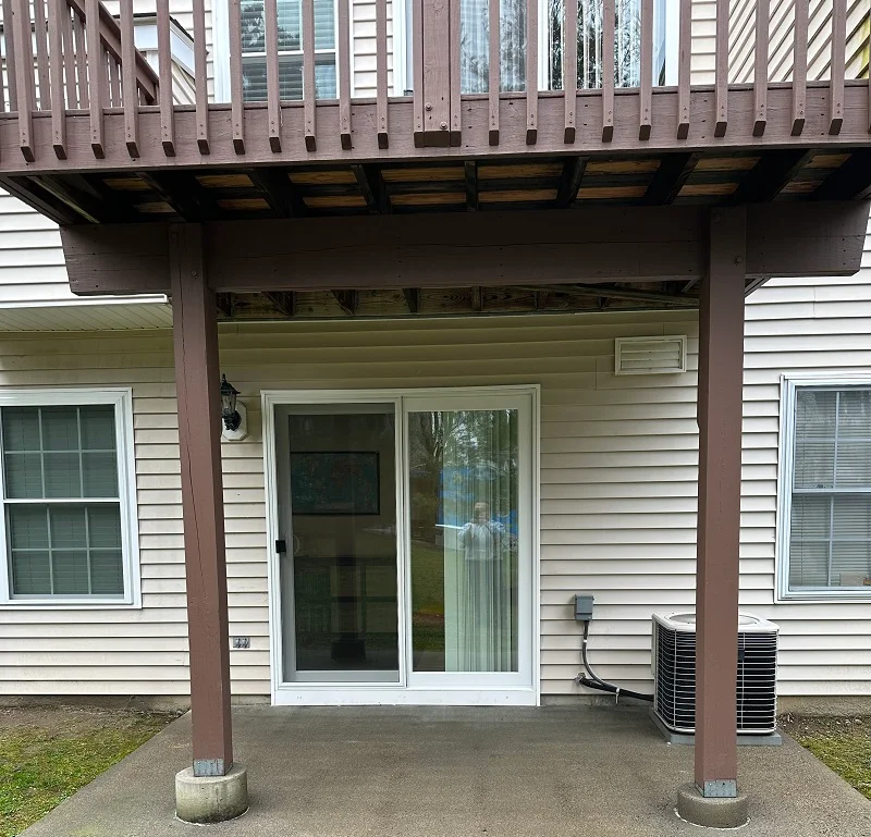 We installed a Harvey patio door under this deck