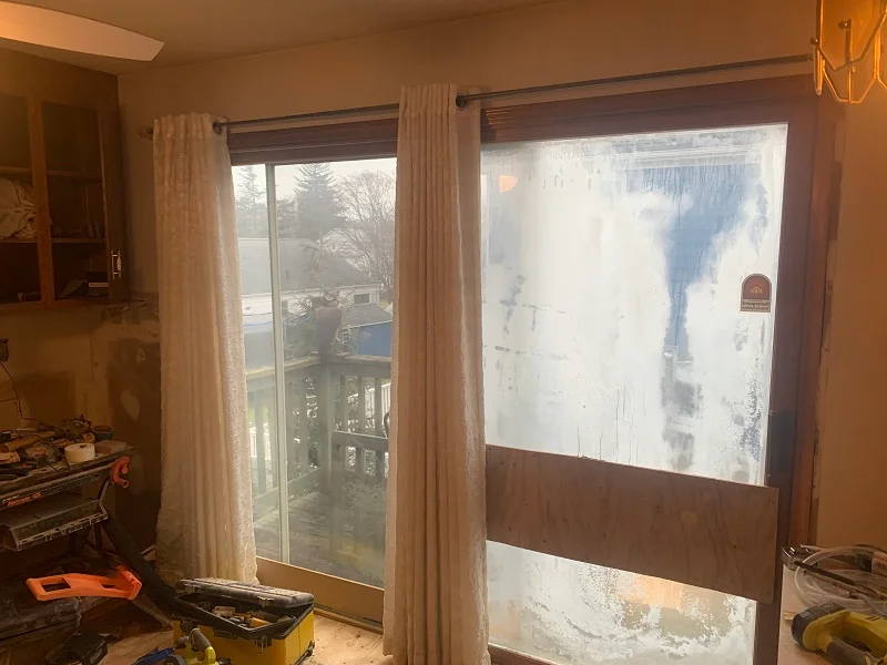 Old wood patio door in Milford, CT