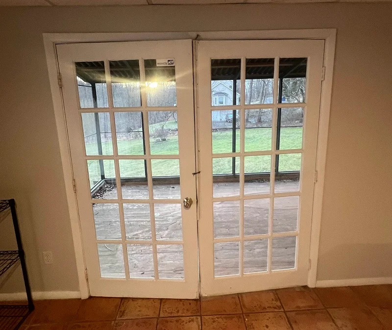 Old wooden hinged patio door
