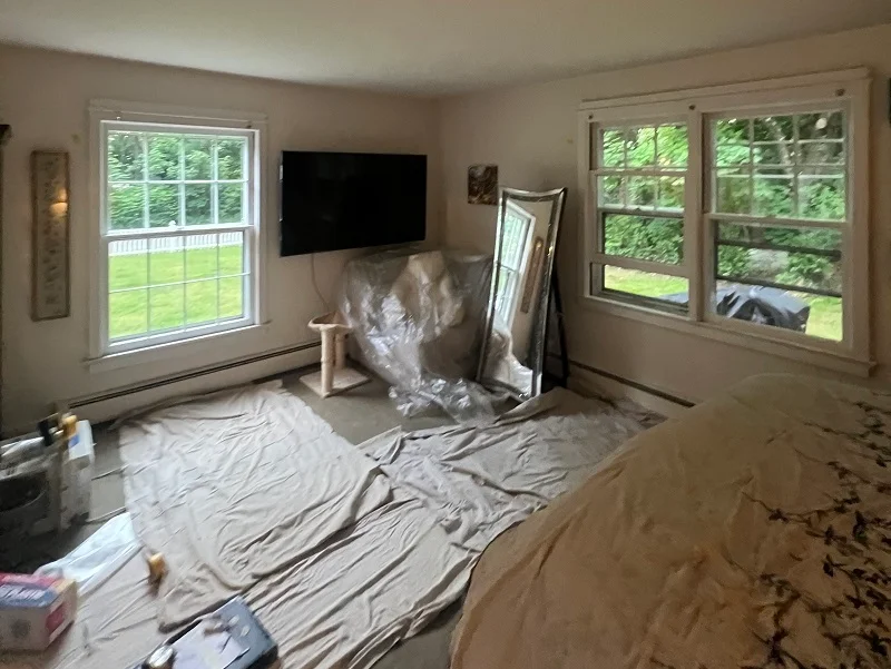 Carpets protected during this window replacement project