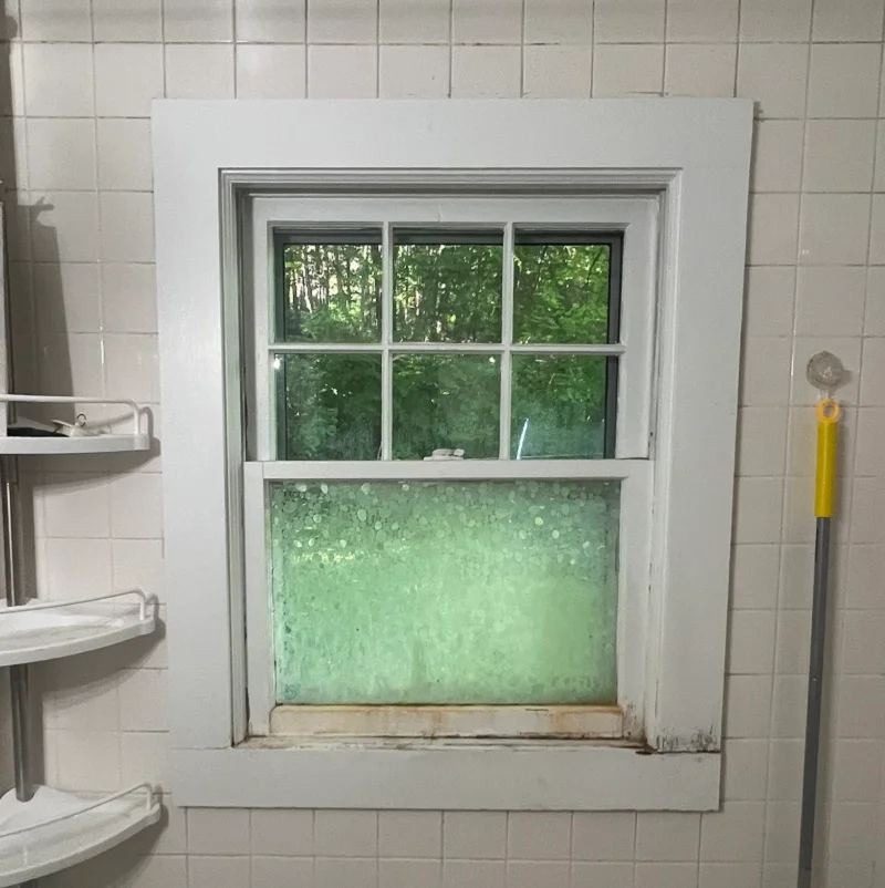 This bathroom window is in bad shape
