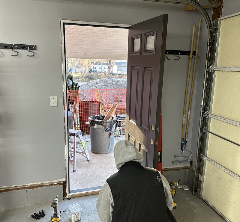 Making sure the door is level