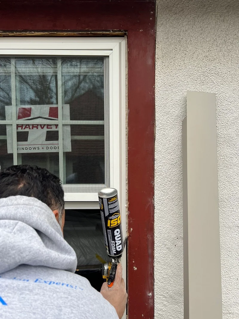 OSI spray foam insulation applied around the replacement window