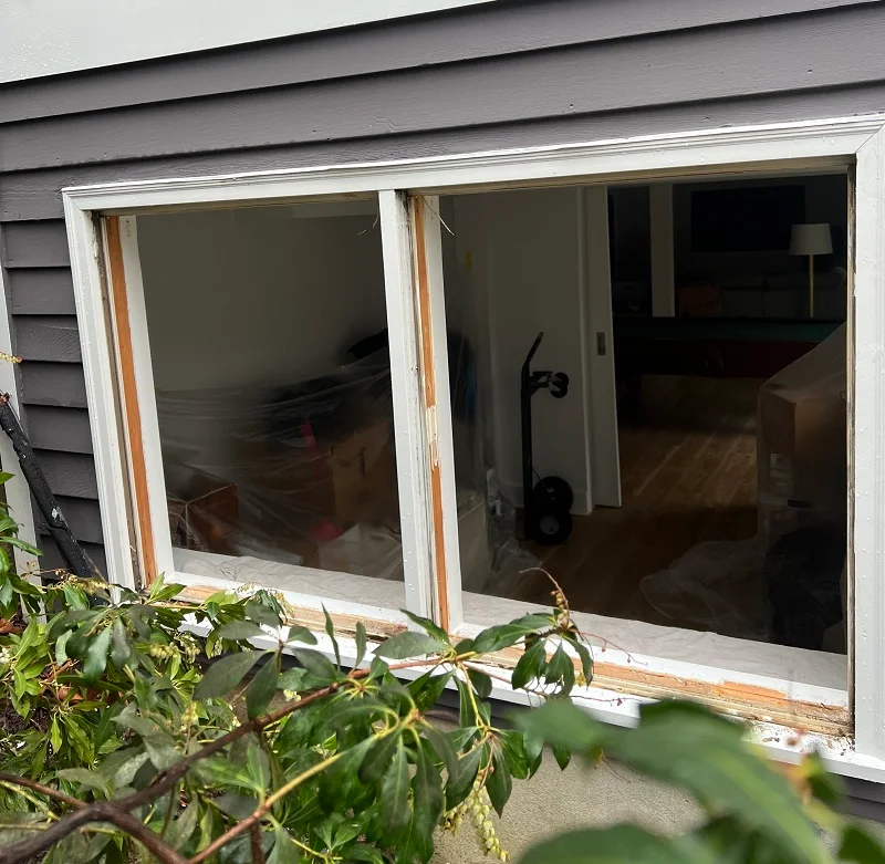 Old casement window removed, ready for the new Pella windows to be installed