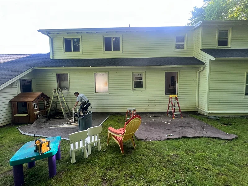 Tarps used on the exterior to catch debris