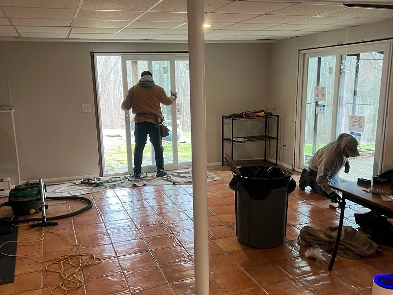 Testing the operation of the Harvey vinyl patio door
