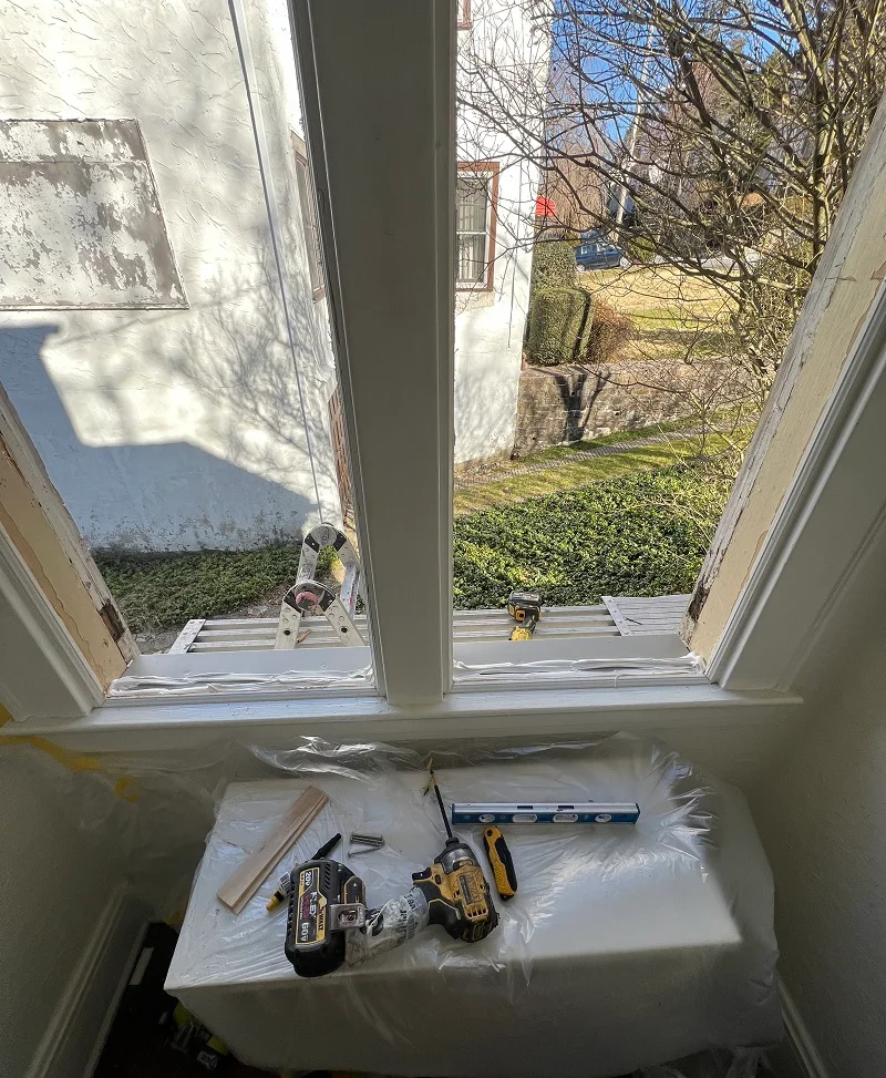 Sealant applied underneath the replacement window