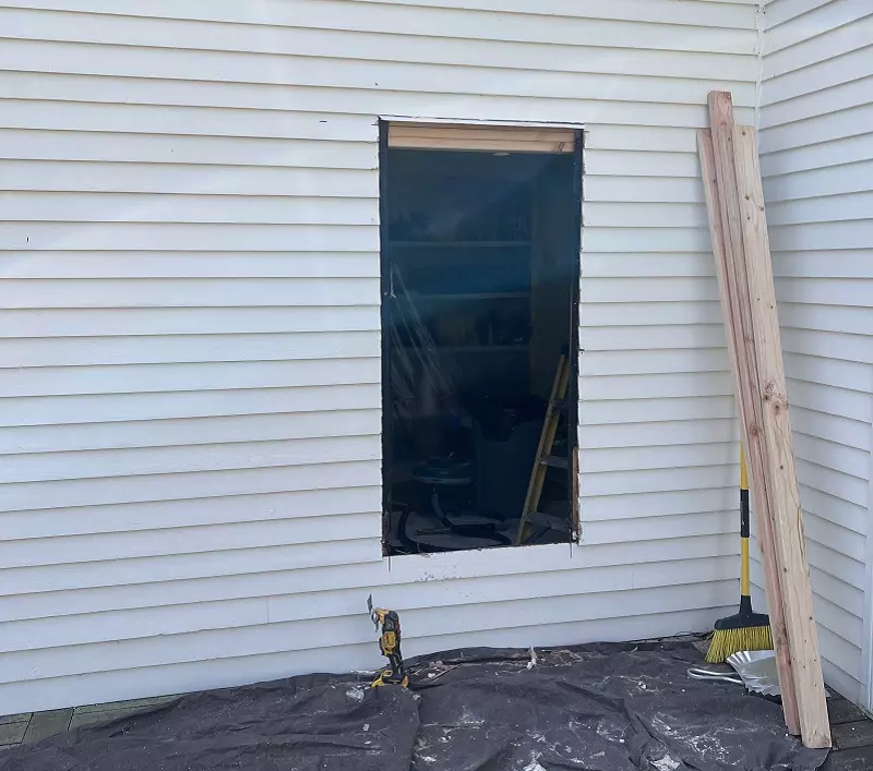 Double hung window completely removed