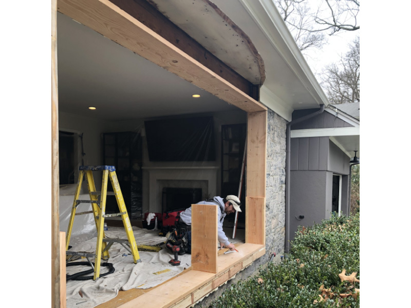 Removal of the rounded part of the old window