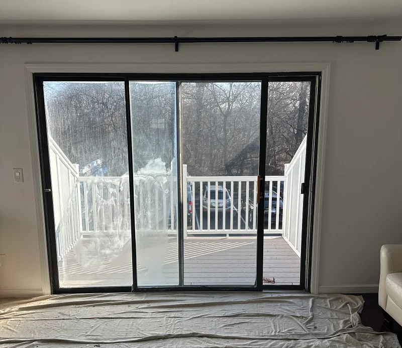 This aluminum patio door barely opens